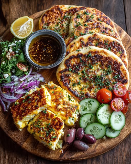 Rustic Mediterranean Flatbread & Halloumi Platter Recipe