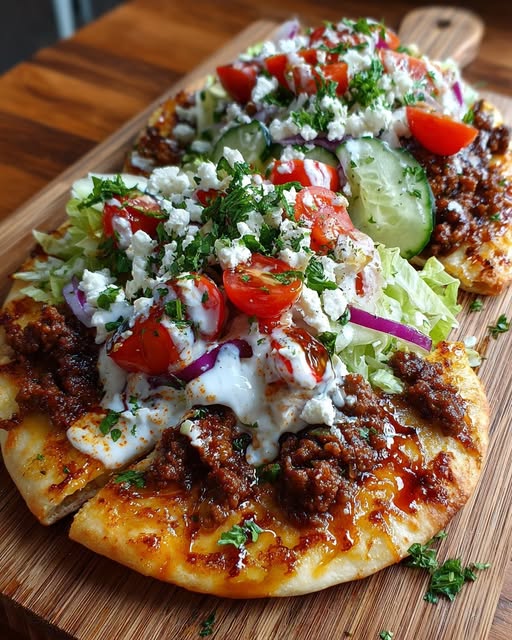 atbread with Garlic Hot Honey Feta Cream Recipe - Recipe Image