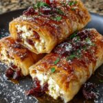 Golden Baked Feta Rolls with Sweet Cranberry Honey Recipe