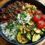 Greek-Style Beef and Zucchini Rice Bowl Recipe