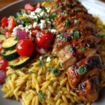 Balsamic Chicken Orzo with Roasted Veggies & Goat Cheese Recipe