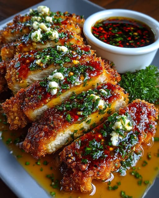 Drizzle the hot honey lime sauce generously over the crispy chicken Recipe - Recipe Image