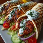 yro Wraps with Spicy Garlic Yogurt Sauce Recipe