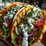 Mediterranean Ground Beef Pita with Hot Honey Feta Cream Recipe