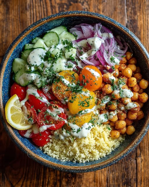 Couscous Bowls with Lemon Tahini Drizzle Recipe