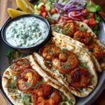 Greek Shrimp Pita Wraps with Garlic Yogurt Sauce Recipe