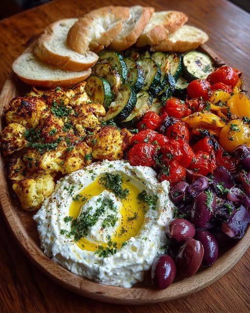 Creamy Feta & Roasted Veggie Mezze Board Recipe