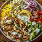 Lemon Dijon Chicken Rice Bowl with Lemon Feta Yogurt Sauce Recipe