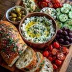 Rustic Mediterranean Bread and Herb Feta Dip Board Recipe