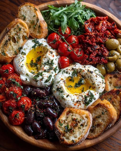 Mediterranean Burrata Tapas Board with Olive Oil Drizzle Recipe