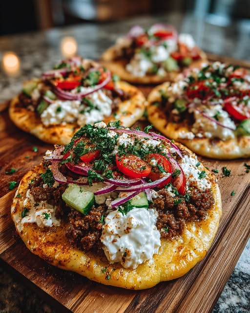 Lamb Flatbread with Hot Honey Feta Cream Recipe