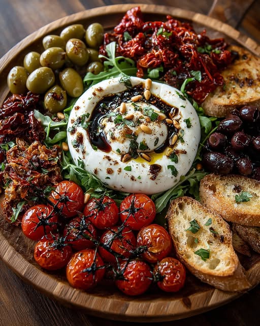 Mediterranean Creamy Burrata Tapas Board Recipe