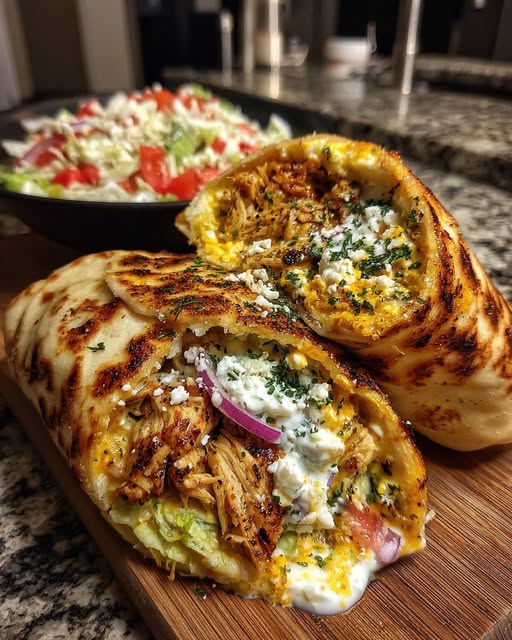 Greek Chicken Gyro Wrap with Hot Honey Dill Feta Recipe