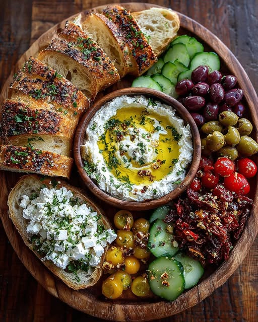 Rustic Mediterranean Bread & Feta Platter Recipe - Recipe Image