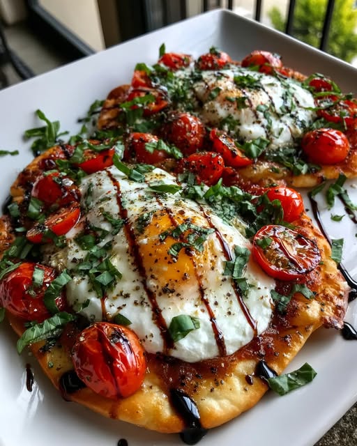 Burrata & Basil Caprese Flatbread Pizza Recipe