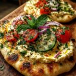 Easy Mediterranean Flatbread with Fresh Herbs & Hummus Recipe