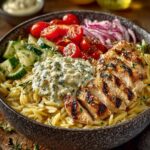 Lemon Dijon Chicken Orzo Bowl with Creamy Whipped Feta Recipe