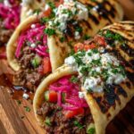 Mediterranean Ground Beef Pita Wraps with Pickled Onions Recipe