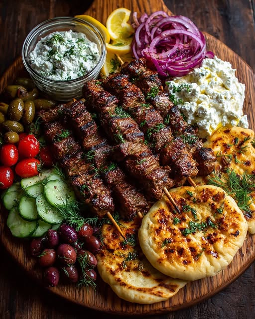 Greek Grilled Lamb Souvlaki Mezze Board Recipe