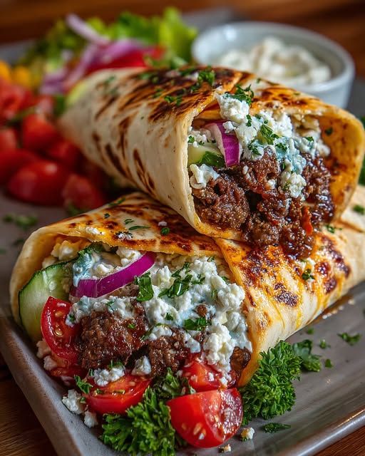 mb Wrap with Creamy Hot Honey Feta Sauce Recipe - Recipe Image