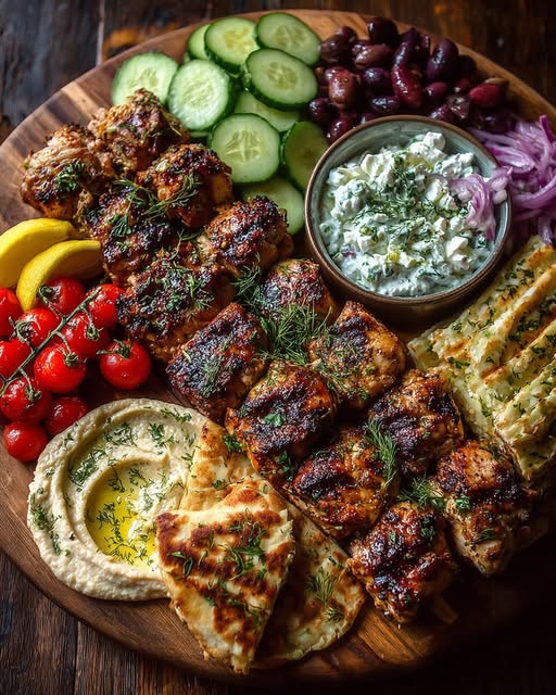 Greek Grilled Chicken Souvlaki Mezze Board Recipe