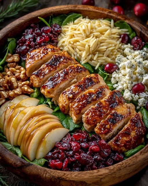 Maple Glazed Chicken & Cranberry-Apple Orzo Salad Recipe