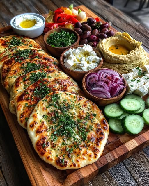 Rustic Mediterranean Flatbread and Mezze Board Recipe - Recipe Image