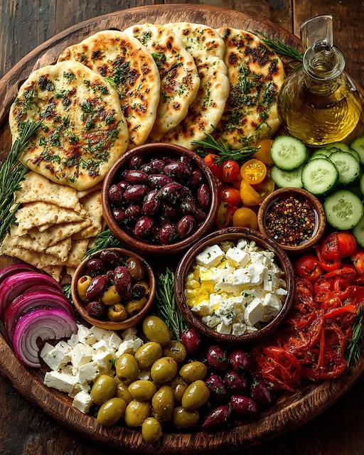 Rustic Mediterranean Flatbread and Olive Board Recipe - Recipe Image