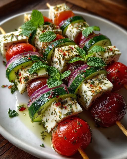 Greek Feta & Cucumber Bite Skewers Recipe