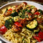 Honey Garlic Chicken Orzo with Roasted Veggies Recipe
