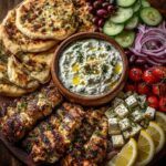 Souvlaki Mezze Board with Lemon Feta Dip Recipe