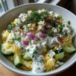 Dill Cucumber Orzo with Tzatziki Drizzle Recipe