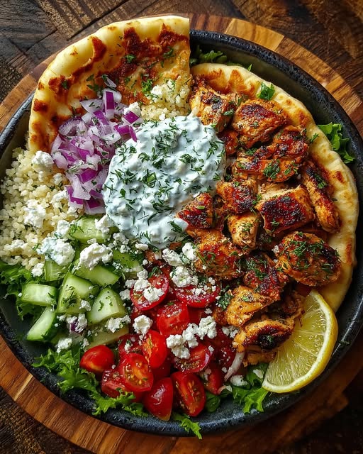 Mediterranean Chicken Pita Bowl with Tzatziki Sauce Recipe