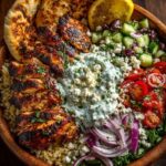 Mediterranean Chicken Pita Bowl with Garlic Feta Sauce Recipe