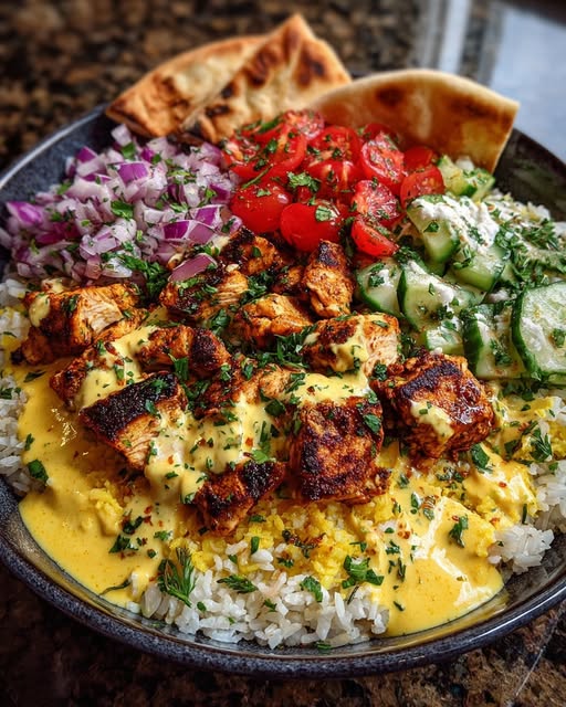 Mediterranean Chicken Pita Bowl with Spicy Tahini Sauce Recipe - Recipe Image