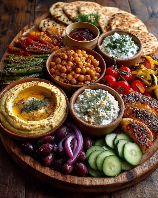 Mediterranean Grazing Board with Fresh Dips Recipe