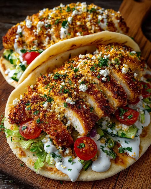 Chicken Pita with Creamy Yogurt Drizzle Recipe