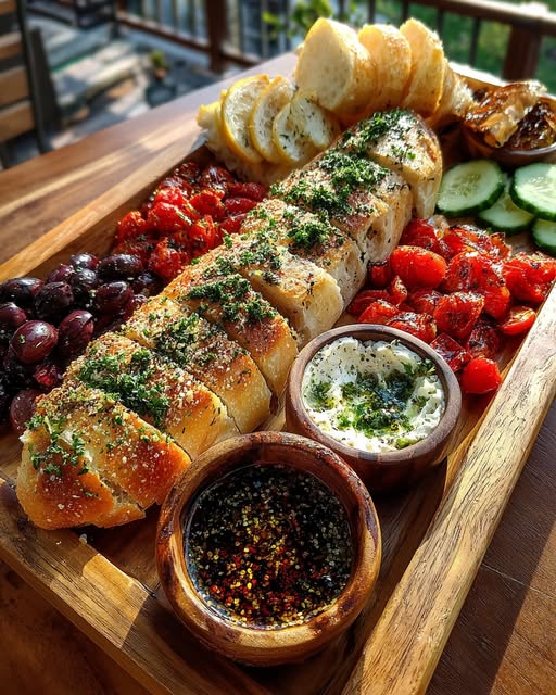 Rustic Greek Bread & Olive Tray Recipe