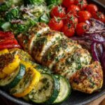 Garlic Herb Chicken with Roasted Veg & Fresh Garden Salad Recipe