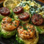 Garlic Shrimp and Sausage Cabbage Cups Recipe