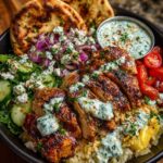 Mediterranean Chicken Pita Bowl with Spicy Feta Sauce Recipe