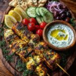 uvlaki Mezze Board with Lemon Yogurt Dip Recipe